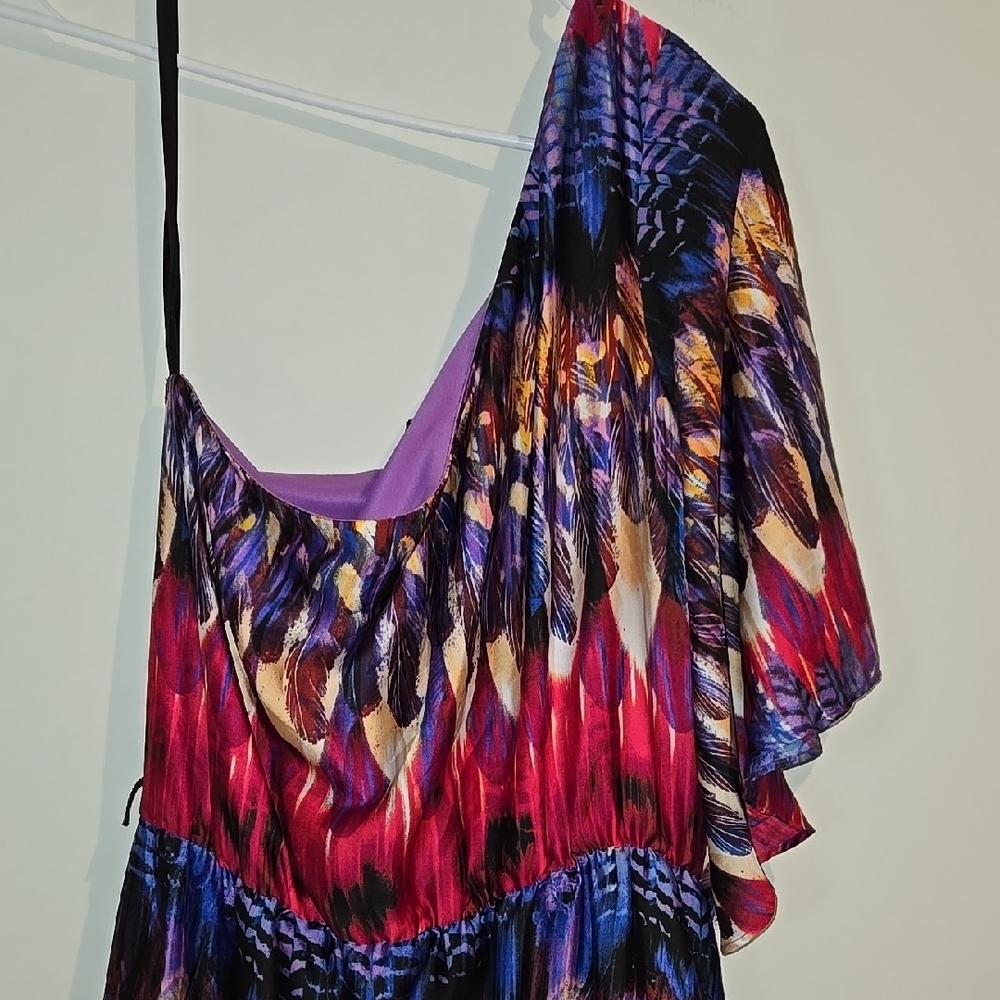 Bisou Bisou Purple and Red Asymmetrical One Shoulder Dress - Picture 6 of 8